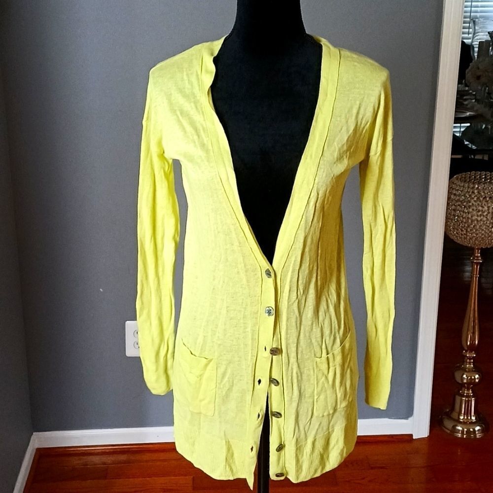 Cynthia rowley lime green light weight cardigan sz small